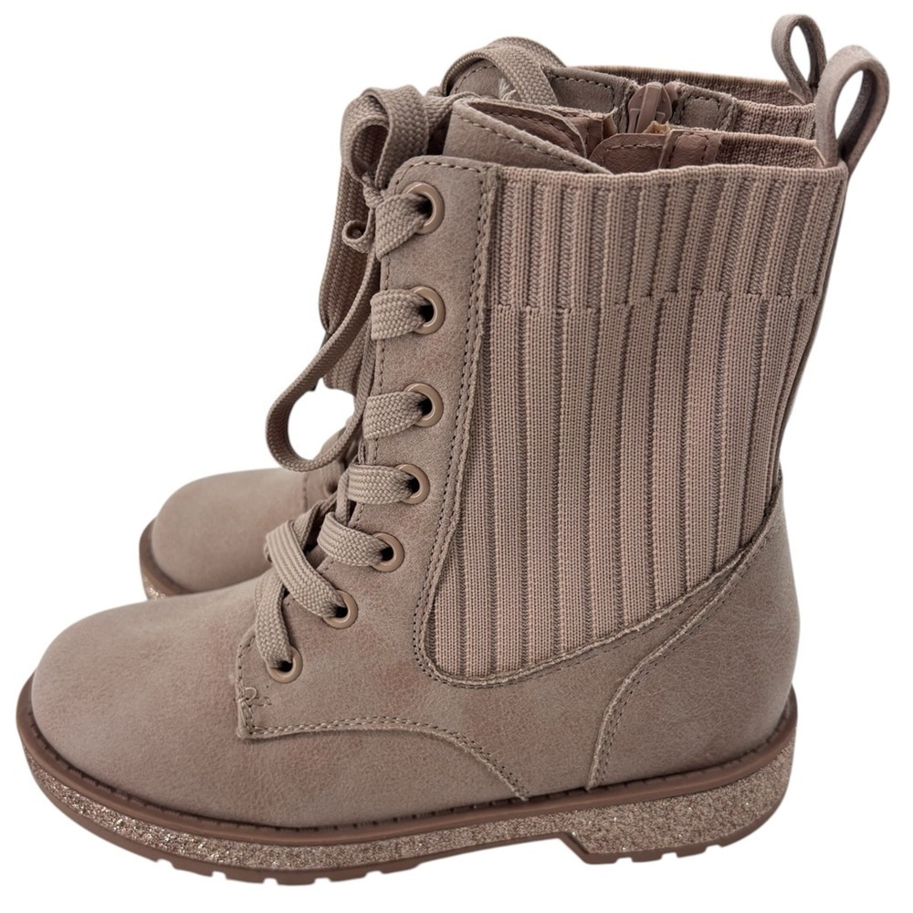 Mia Kids Girls’ Everli Glitter Combat Boot in Blush Size 13 w Side Zipper NWOT